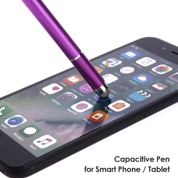 Lápiz Capacitivo Bolígrafos de pantalla táctil capacitivos de metal 2 en 1 para teléfono iPad (púrpura)