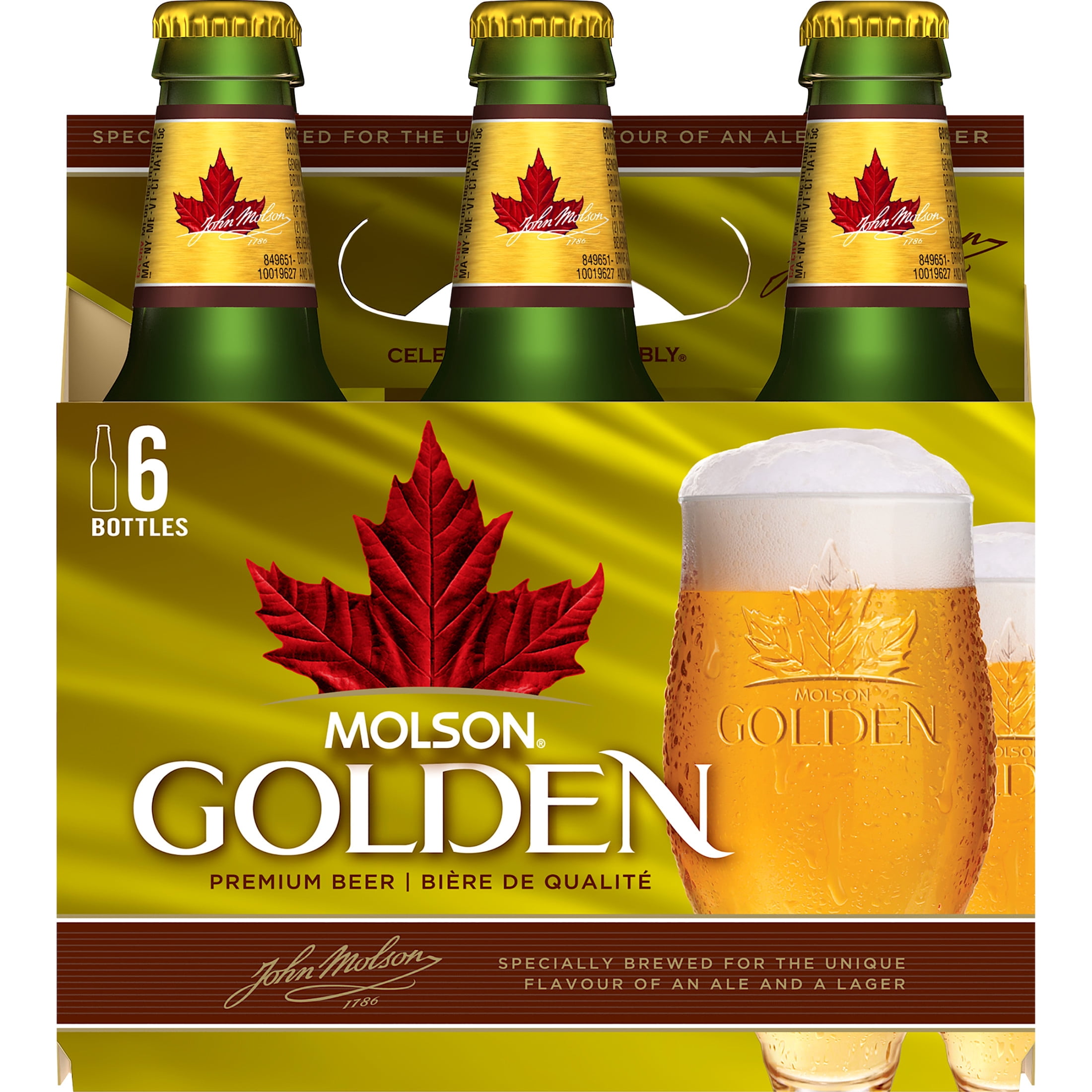 Molson Golden Beer, 6 Pack, 12 fl oz Glass Bottles, 5% ABV