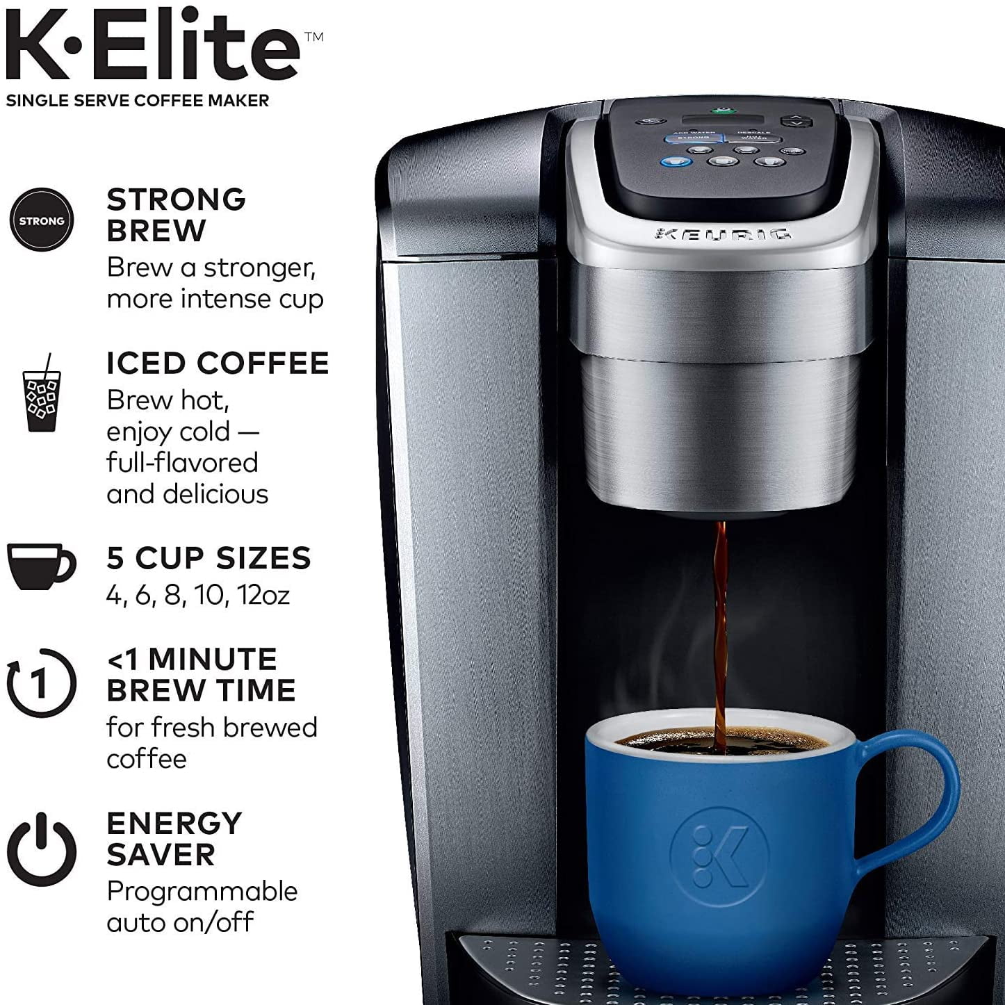Keurig C KElite Maker, Single Serve KCup Pod Brewer, with Iced Coffee