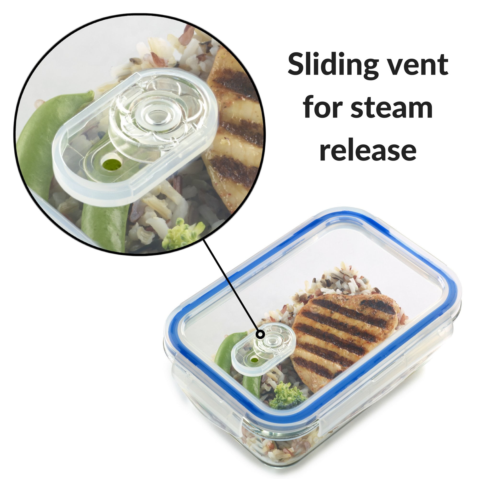 1pc 1040ml Glass Lunch Box With Dividers, Microwave Safe, Steaming