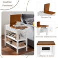 thumbnail image 4 of Llinc Store Narrow 2-Tone End Table with USB Charging Ports for Small Space, Solid Wood Table Legs, White And Walnut, 11.8"W*24"D*24.2"H, 4 of 10