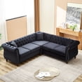 thumbnail image 4 of Oversized L-shaped Sectional Couch, 83.5-inch 5 With 3 Pillows. Modern Streamline Look For Living Room, Bedroom, Apartment. Strong Wood Frame , Corner Couch Pillows Apartment, Office, Design,, 4 of 5