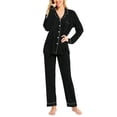 thumbnail image 4 of Conjunto de pijamas SWOMOG de manga larga para mujer S-XXL, negro y gris, 4 of 6