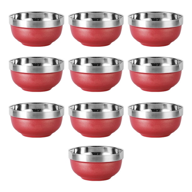 Bewildely Cuenco térmico antioxidante de acero inoxidable, 10 Uds., recipiente para comida, ensalada instantánea, fideos, organizador de agua Cocina y Comedor Rojo 11.5 cm (85g)