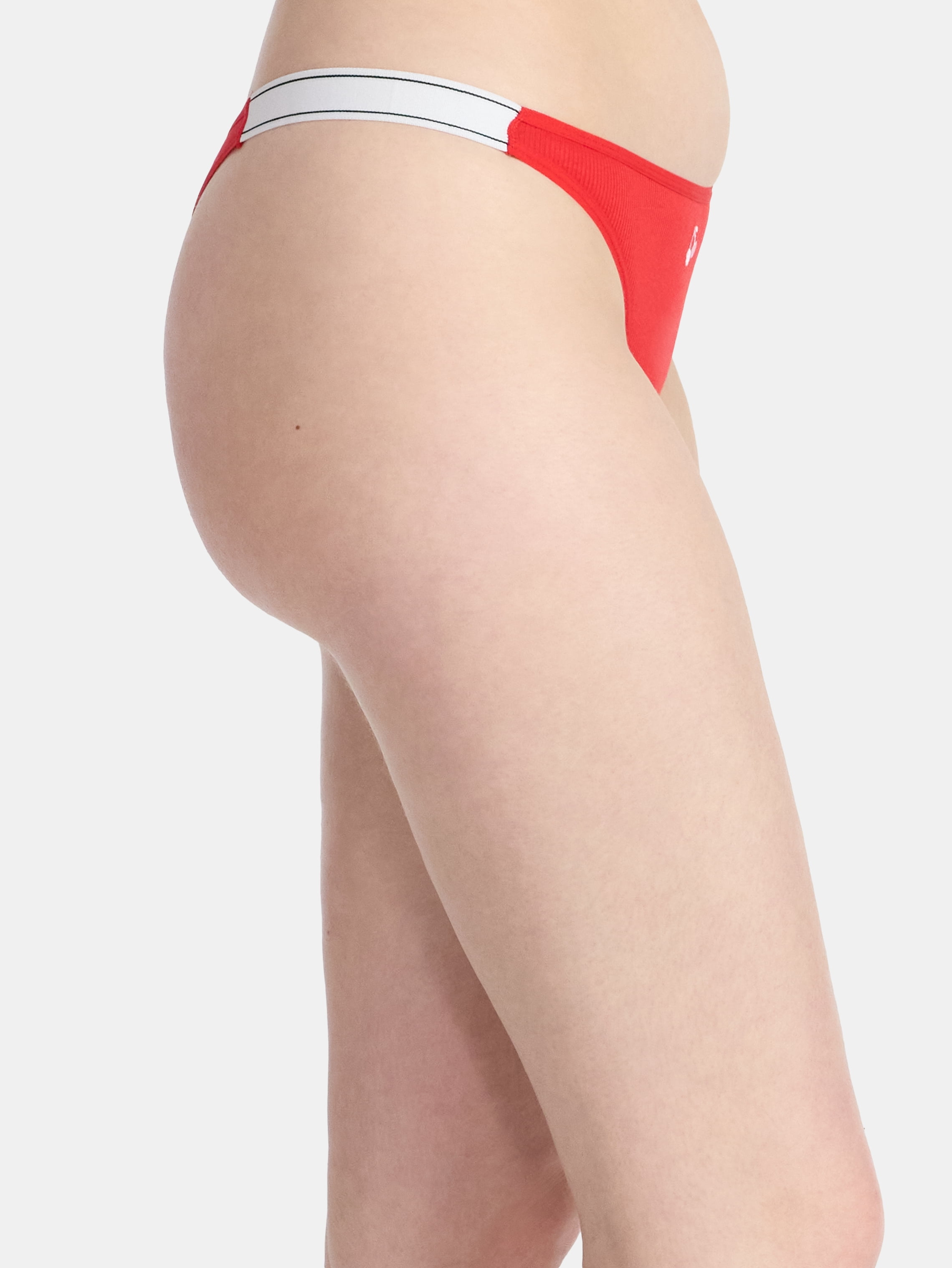 No Boundaries Cotton Stretch Ribbed Thong Panties, 5-Pack, Women’s