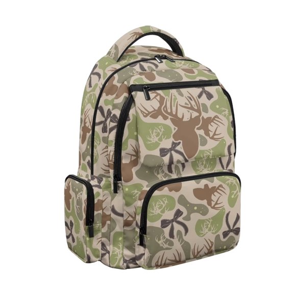 KEIAHUAN Deer Camo Backpack for Kids, Weatherproof Daypack with Large Capacity, 17 Inch Student School Bag Fits 14 Inch Laptop, Multi Pocket for Boys Girls Ages 6-14 Elementary Middle School