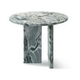 thumbnail image 2 of Grey Blue Natural Marble Coffee Table - Small Living Room Table, Genuine Marble with Unique Veining, Natural Stone, Ø45cm/17.7" H40cm/15.8" - Easy Assembly, 2 of 9