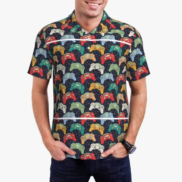 Balery Retro Video Game Camisa Polo de Hombre con Estampado, de Manga Corta y Tejido Medio, Camisa Tipo Golf Polo-Medium