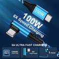 thumbnail image 2 of USB C Cable,USB C to USB C Cable 6ft Right Angle 90 Degree FiveBox Nylon 100W PD Type C Fast Charging Cord USB C to Type C Charger Cables for Samsung,Blue, 2 of 7