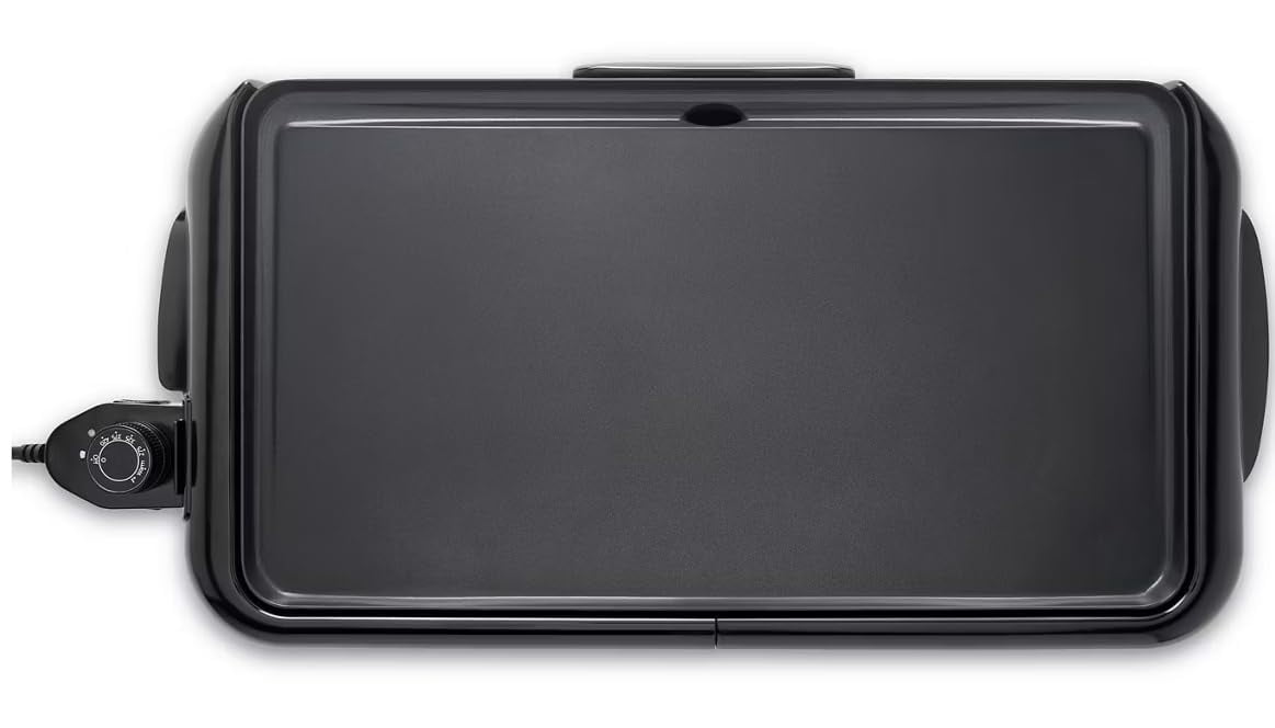 Oster Nonstick Extra Large 22" Family Size Countertop Ceramic Nonstick Griddle with Warming Tray Removable Drip Tray