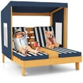 thumbnail image 2 of Costway Kids Double Chaise Lounge Patio Lounge Chair with Cup Holders & Awning Blue, 2 of 10