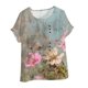 thumbnail image 1 of Vestidos Casuales Para Mujer, Blusas De Mujer De Moda Blusa tipo túnica informal de lino con estampado de peces y botones de manga corta para mujer, 1 of 4