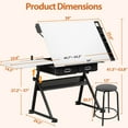 thumbnail image 2 of ZENSTYLE Drafting Table Wooden Drawing Desk Craft Station Artist W/ Stool and Charging Station White, 2 of 10