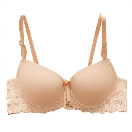 

Fusipu Sexy Women Solid Color Lace Push Up Underwired Bra Thin Brassiere Underwear