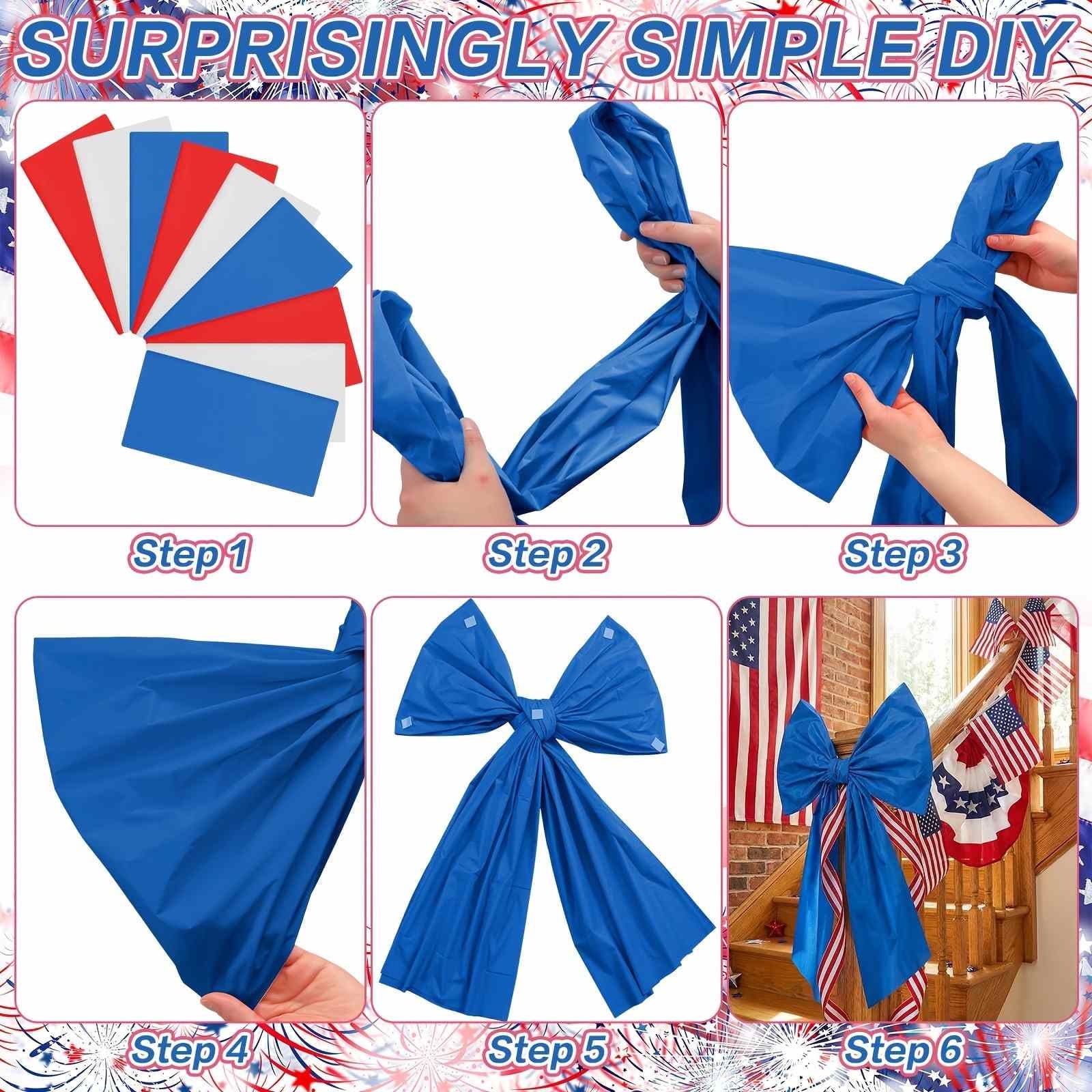 Stijggn Patriotic Ribbon 4th of July Decorations American Flag Double Sided Star Striped Wired Ribbon Red Blue White Ribbons for 4th of July Memorial Day Bow Wreath Making DIY Crafts