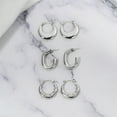 thumbnail image 3 of JeenMata Juego de 3 Pares de Pendientes de Moda para Mujer en Baño de Oro Blanco, Pendientes de Aro, Pendientes Hipoalergénicos, Colgantes y Gruesos, Regalo de Joyería para Mujer, 3 of 5