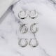 thumbnail image 3 of JeenMata Juego de 3 Pares de Pendientes de Moda para Mujer en Baño de Oro Blanco, Pendientes de Aro, Pendientes Hipoalergénicos, Colgantes y Gruesos, Regalo de Joyería para Mujer, 3 of 5