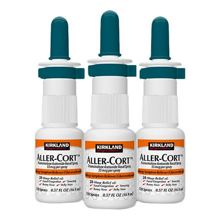 Signature Temporarily Relieves Nasal Congestion, Runny Nose, Sneezing and Itchy Nose Aller-Cort, 3 Bottles, 120 Sprays Each
