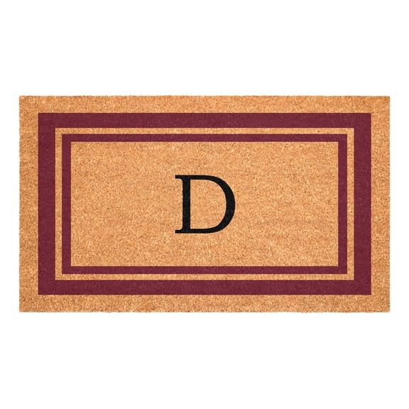 Burgundy Border Monogram Doormat (Letter D)