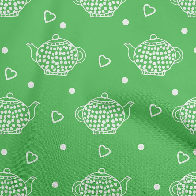 oneOone Georgette Viscose Light Green Fabric Tea Kettle Sewing Craft Projects Fabric Prints By Yard 42 Inch Wide