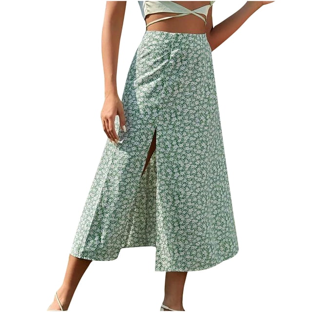 Faldas de cintura sexy con pliegues informales con estampado Floral de verano para mujer a la moda Wmkox8yi FGJ2303