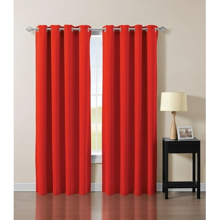 Solid Grommet Top Thermal Insulated Blackout Window Curtain