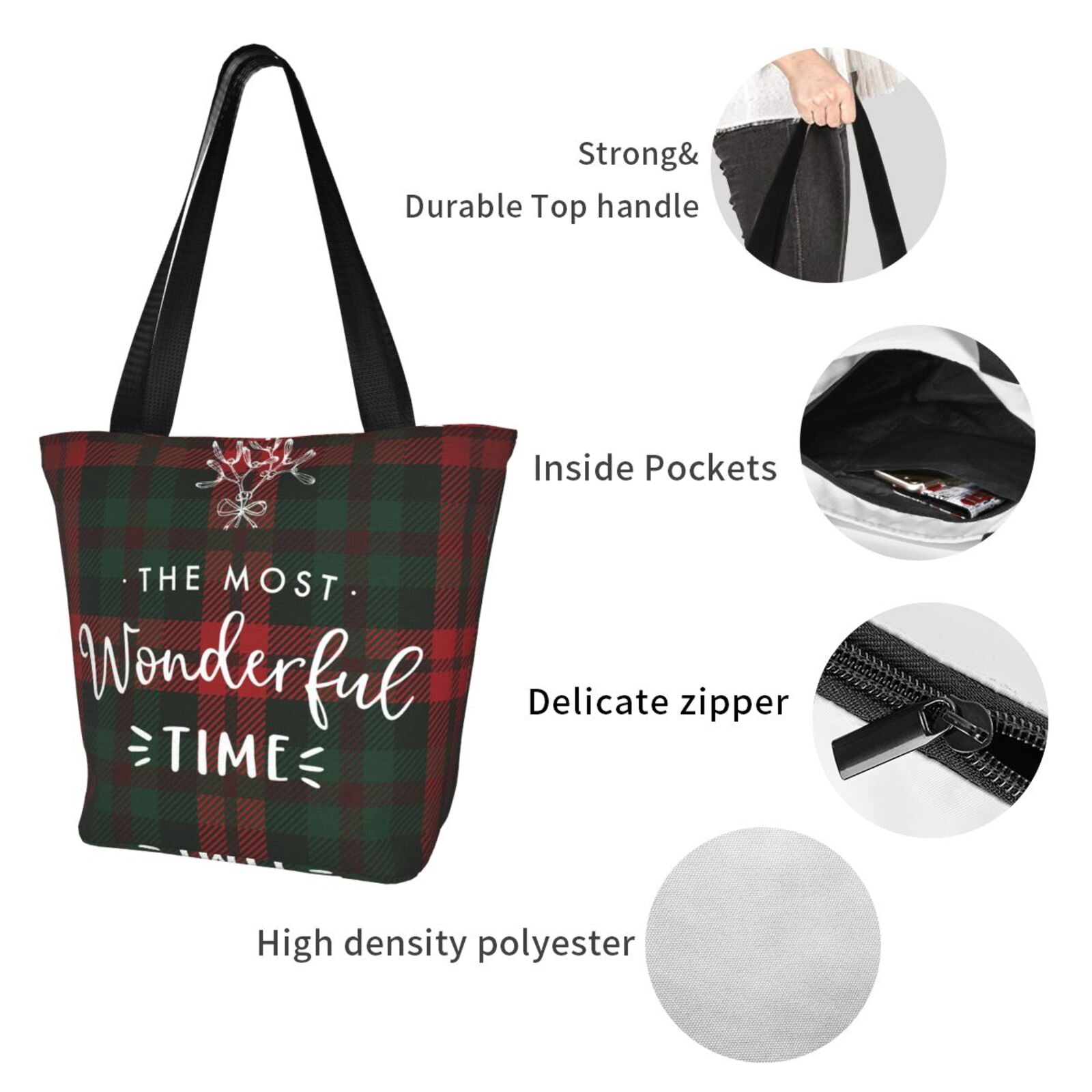 Ratiio Wonderful Time Christmas Print Shoulder Bag for Women, Polyester Crossbody Purse Lightweight Handbag for Daily Travel and Casual Use