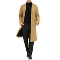 thumbnail image 2 of INSPIRE CHIC Men's Coats Single Breasted Lapel Collar Long Sleeve Back Slit Outerwear Coat XL Dark Khaki, 2 of 7