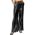 thumbnail image 4 of TANBOM Party Shiny Pleated Wide Leg High Waist Black Women's Pants (Women's S), 4 of 4