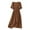 Coffee, variant on Nmnitkp Summer Dresses for Women 2025,Womens Dresses Cotton And Linen Lightweight Short Sleeved Round Neck Elastic Waist Large Mid Length Dress