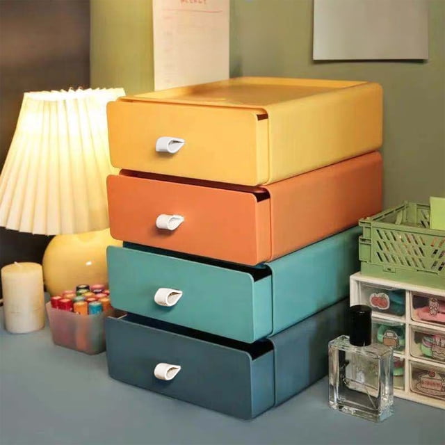 Cajones de plástico para maquillaje y maquillaje - Organizador de escritorio de 19x20x8cm con compartimentos para joyería y papelería