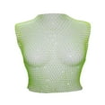 thumbnail image 1 of Haut Court pour Femmes en Maille Transparente Brillante avec Strass, Ajouré, Débardeur Résille Transparent, 1 of 5