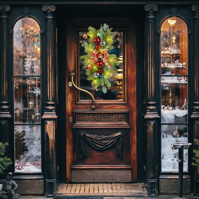 Adorno colgante de ventana de pared adorno brillante preiluminado para escalera para fiesta de Navidad