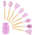 thumbnail image 1 of MegaChef MGSP-460 Silicone & Wood Cooking Utensils, Pink - Set of 9, 1 of 1
