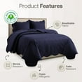 thumbnail image 3 of IR Imperial Rooms 3Pc-Embossed Bedspread Microfiber Floral Modern Quilt Set Lightweight King Navy Blue, 3 of 9