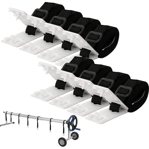 Pool Solar Cover Fixing Kit with 8 Adhesive Nylon Straps and Ties, 8 Cord Plates, 8 Buckles