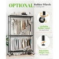 HOKEEPER Heavy Duty Wire Garment Rack with Shelves, Double Rods, Wheels