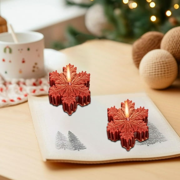 3 Pcs Christmas Snowflake Candles Decorations Scented Candles White Tea Lights Candles Christmas Snowflake Shaped Wax Candles Gifts for Christmas Party Decor Home Table New Year Decorations