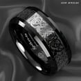 thumbnail image 3 of Tungsten Rings for Men Wedding Bands for Him 8mm Silver Celtic Dragon Black Tungsten Carbon, 3 of 7