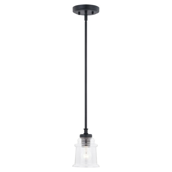 Toledo Black Farmhouse Mini Pendant Ceiling Light Clear Jar Glass