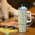 thumbnail image 6 of Vsdgher Flower With Ladybug Pattern 40 oz Tumbler with Handle and Straw Lid | Insulated Cup Reusable Stainless Steel Water Bottle Travel Mug | Gifts for Women Men Him Her, 6 of 8