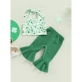 thumbnail image 4 of Bagilaanoe 2pcs Toddler Baby Girl Long Pants Set Print Sleeveless Tank Tops + Flare Trousers 6M 12M 18M 24M 3T 4T Kids Casual Outfits, 4 of 9