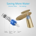 thumbnail image 4 of Wovier Brushed Gold Waterfall Bathroom Sink Faucet with Supply Hose,Single Handle Single Hole Lavatory Faucet,Slanted Body Basin Mixer Tap Commercial, 4 of 7