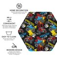 thumbnail image 3 of Pofeuu Monster Car Print Coasters for Drinks, 4Pack PU Leather Coasters, Bar Drink Coasters for Tabletop Protection, Furniture from Damage-Hexagon, 3 of 6
