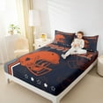 thumbnail image 4 of jejeloiu Football Games Helmet Bed Sheets,Black Orange King Sheets For Rugby Gamer 4 Pieces, 4 of 7