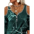thumbnail image 4 of DYMADE Women Plus Size Long Sleeve Printed Off Shoulder T-shirt Top, 4 of 4