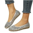 thumbnail image 4 of Miluxas Sequin Dress Shoes for Women Round Toe Flats Shoes Lace Ballet Flats Dressy Comfortable Foldable Flats Low Heel Silver 9.5(43), 4 of 5