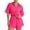 Hot Pink, variant on Short Sets for Women Short Sleeve Button Down Collared T Shirt and Shorts 2 Piece Matching Set Womens Lounge Set