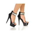 thumbnail image 1 of Highest Heel GLAMOROUS-21-BSEP-11 6 in. Diamond Vamp & Ankle Cuff Platform, Black Suede Polyurethane - Size 11, 1 of 2