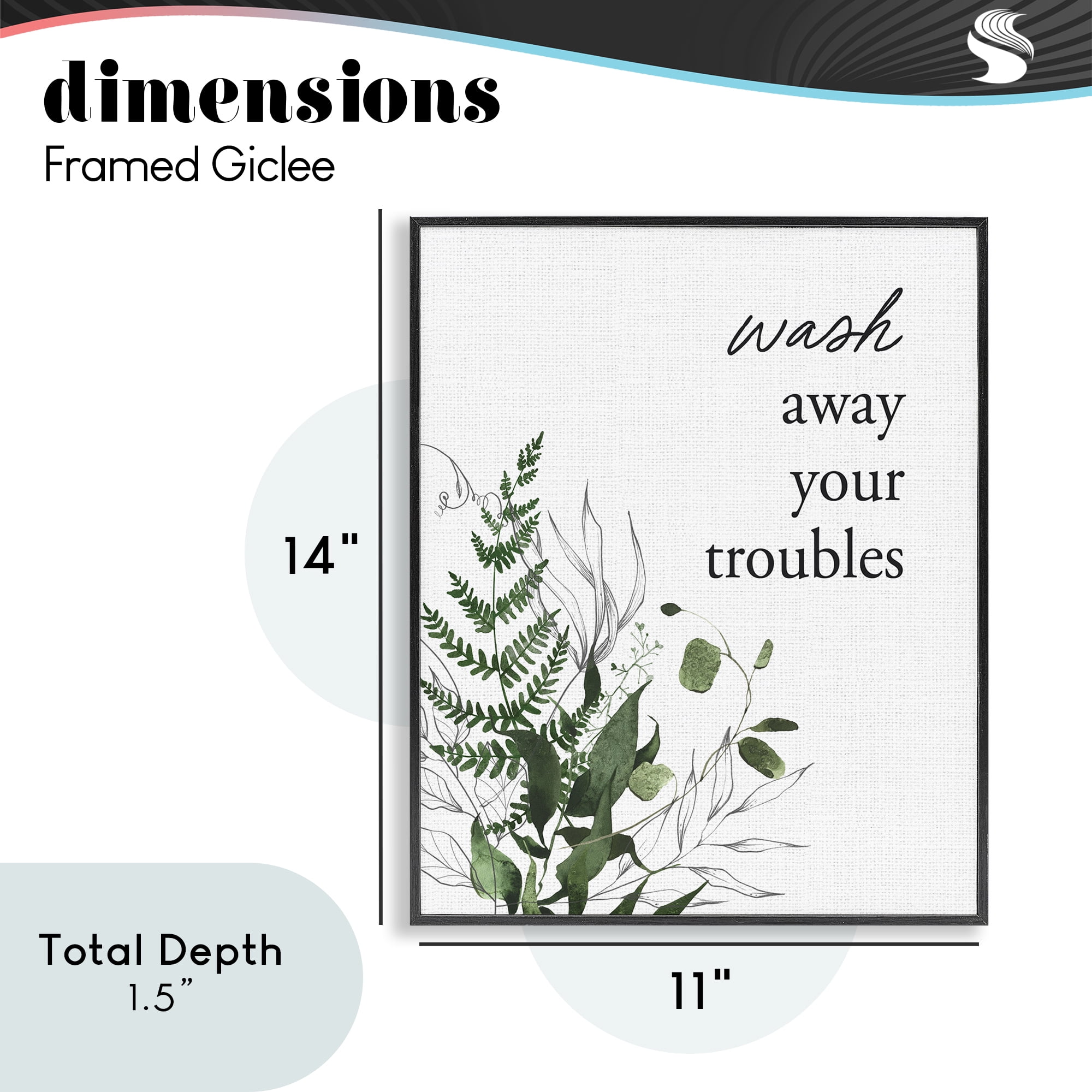 Forest Foliage Wash Away Black Framed Giclee Art, design by Lettered and Lined